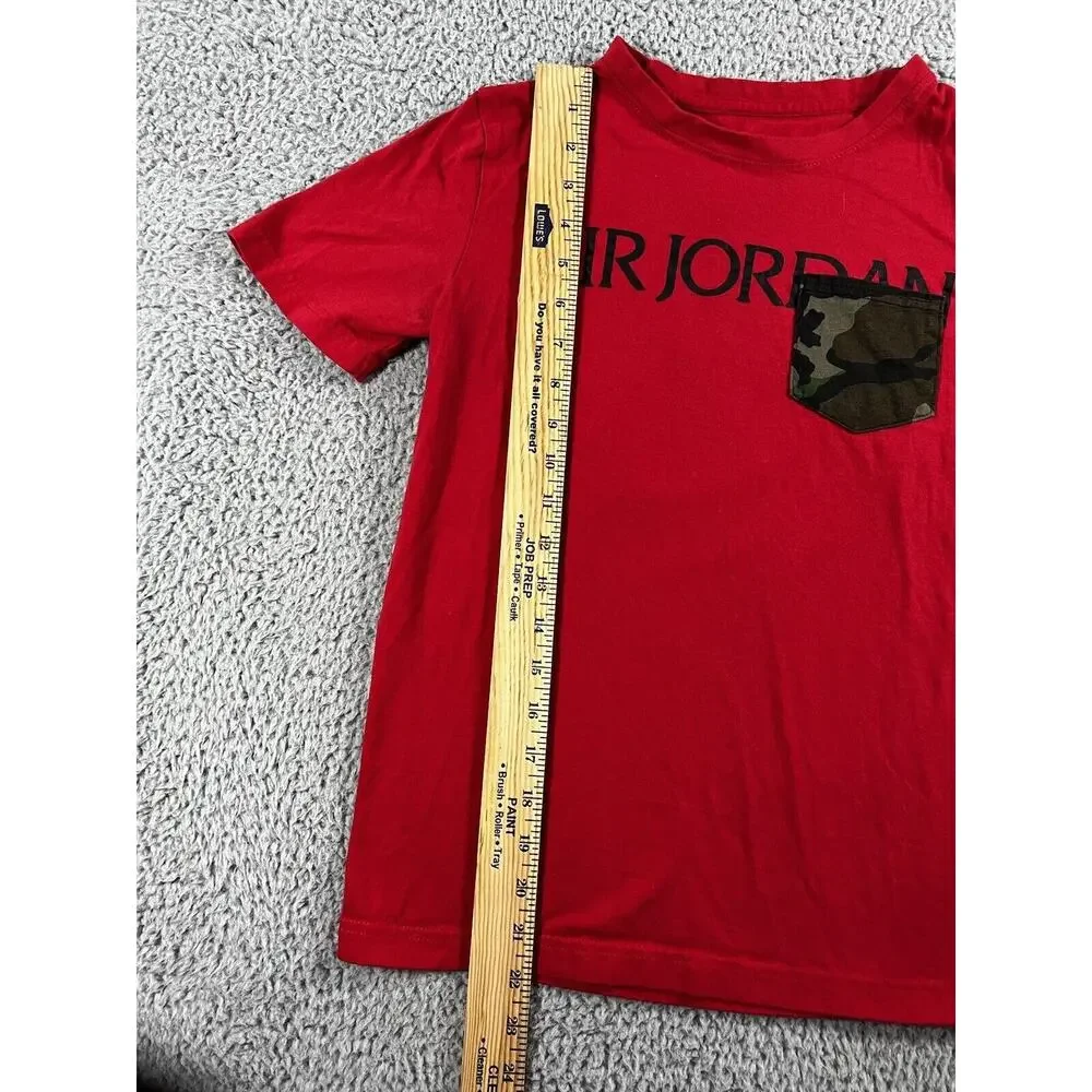 Air Jordan T Shirt Boys‎ Large 12-13 Years Red Camo Pocket Crew Neck Tee